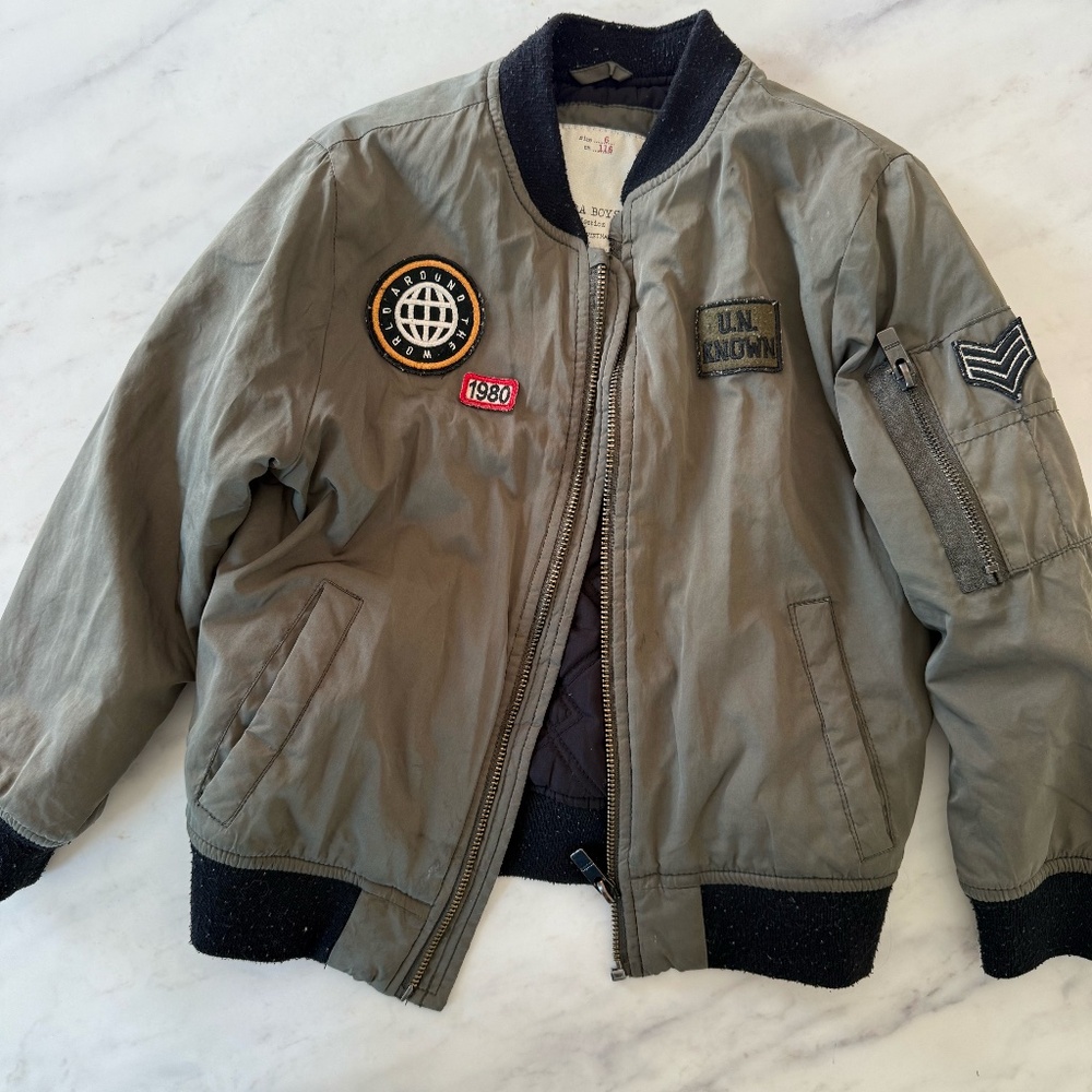 Zara kids military bomber jacket size 6